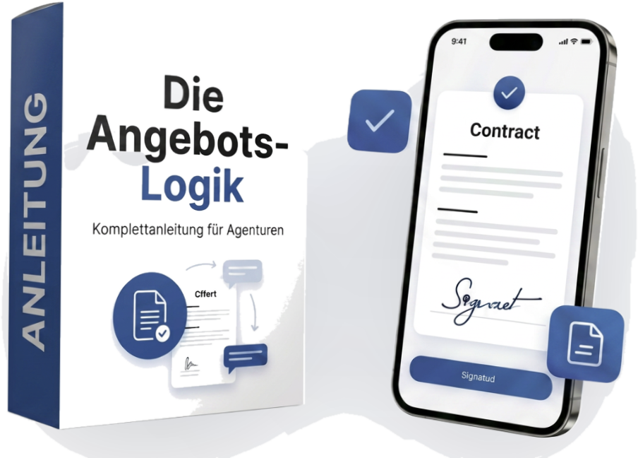 Mockup der Anleitung „Die Angebots-Logik“ für Agenturen